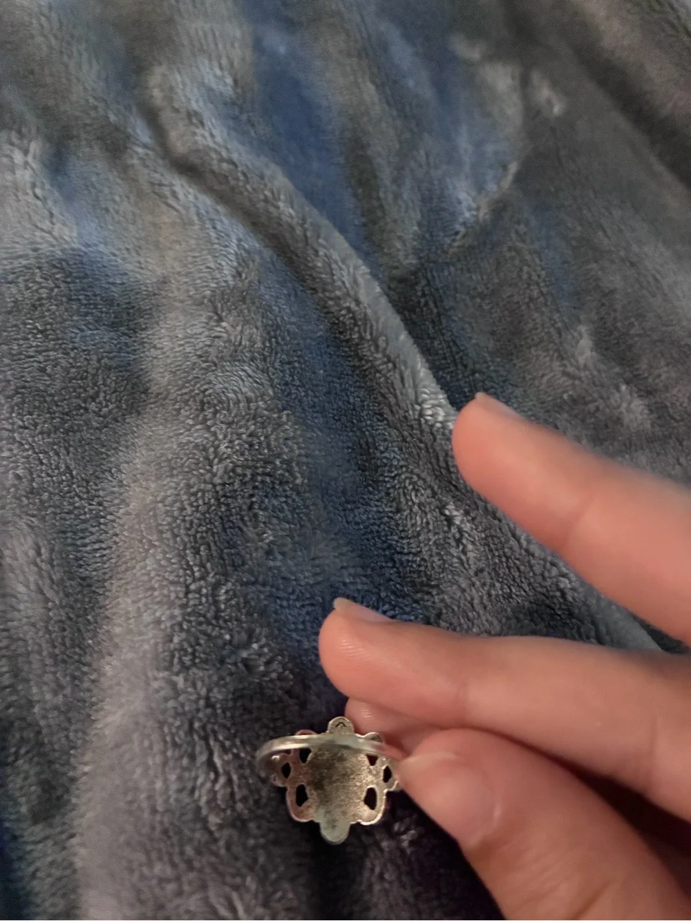 Vintage Style Silver Tone Faux Aquamarine Statement Cocktail Ring - US Size 8